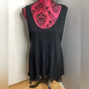 Torrid Black Asymmetrical Lace Tank Top 2